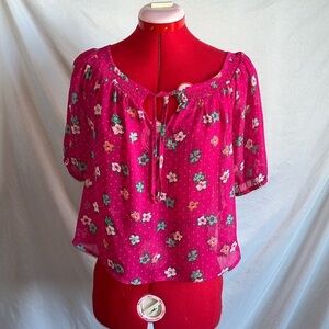 SM292 Hollister off the shoulder floral blouse with front tie